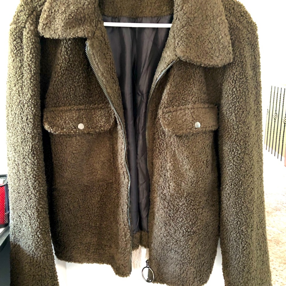 Army green Very J zippered front jacket